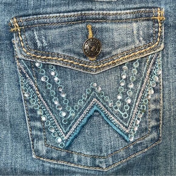 Tyte Distressed Denim Skirt Women Size 11 Mid Rise Raw Hem Vintage Inspired - Picture 6 of 11